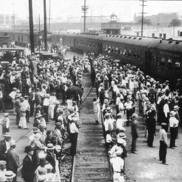 REPATRIATION— the Depression-era policy of deporting Mexican American citizens to create jobs for "real Americans", which tears apart over a half million American families.